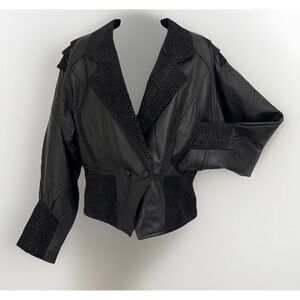 VTG Lucky Leather Co Black Embossed Snakeskin Genuine Leather Jacket Womens Sz L